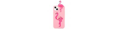 Coque iPhone 14 Silicone Flamant Rose 3D