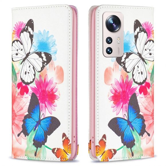 Flip cover Xiaomi 12 Lite Papillons et Fleurs Colorées