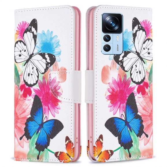 Housse Xiaomi 12T / 12T Pro Papillons et fleurs colorées