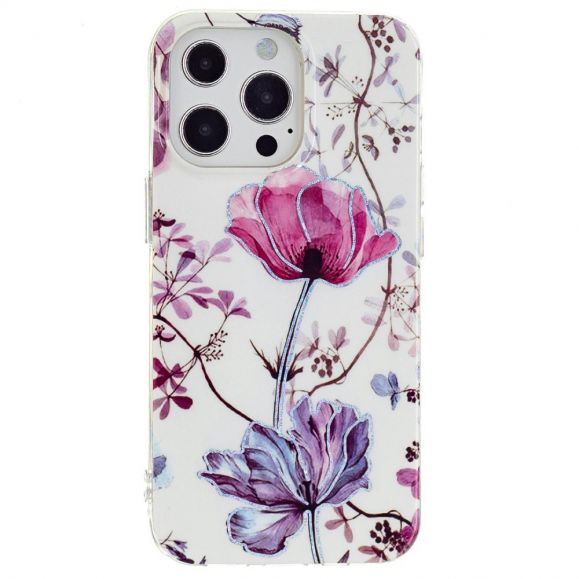 Coque iPhone 14 Pro fleur violette