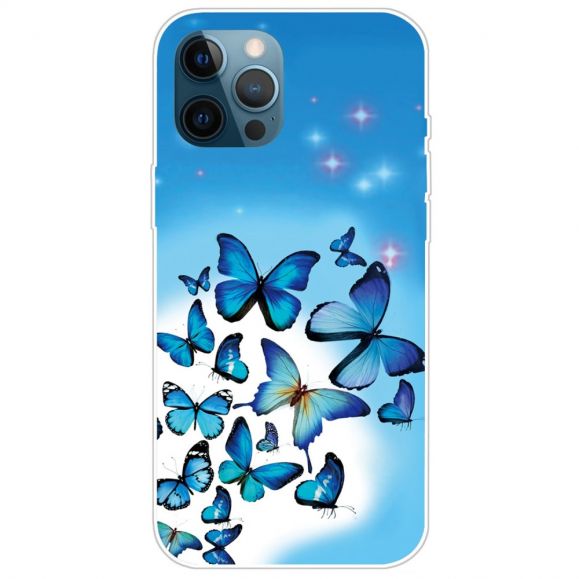 Coque iPhone 14 Pro Max Papillons Bleus