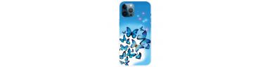 Coque iPhone 14 Pro Max Papillons Bleus