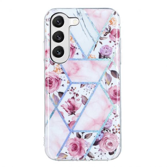 Coque Samsung Galaxy S23 Plus marbre et fleurs