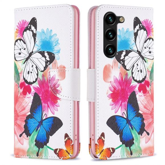 Housse Samsung Galaxy S23 Plus Papillons et fleurs colorées