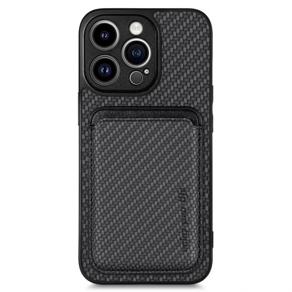 Coque iPhone 15 Pro Fibre de Carbone Porte-cartes détachable