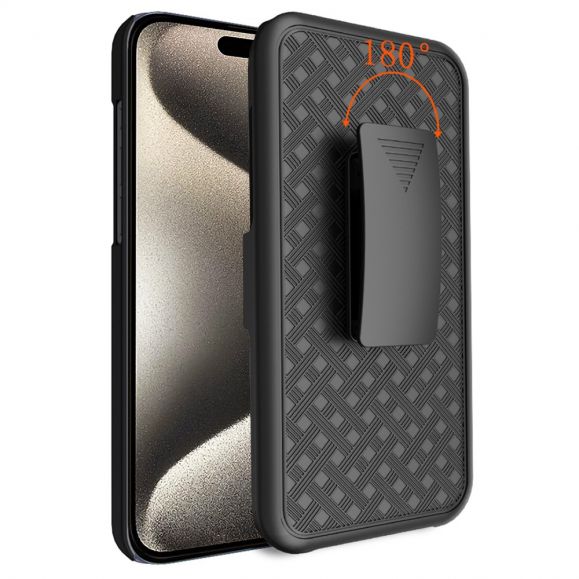 Coque iPhone 15 Pro intégrale avec clip ceinture