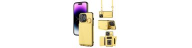 Coque iPhone 14 Pro Cuir avec Porte-Cartes et Bandoulière