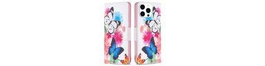 Housse iPhone 15 Pro Papillons et fleurs colorées