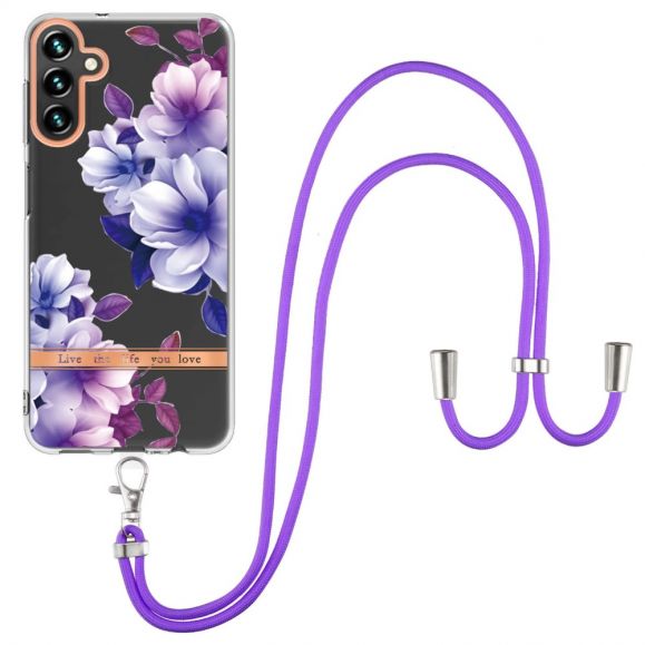 Coque Samsung Galaxy A54 5G Bégonia fleur à cordon