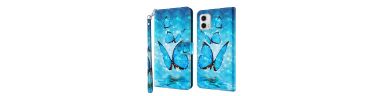 Housse Moto G73 5G Papillons bleus scintillants