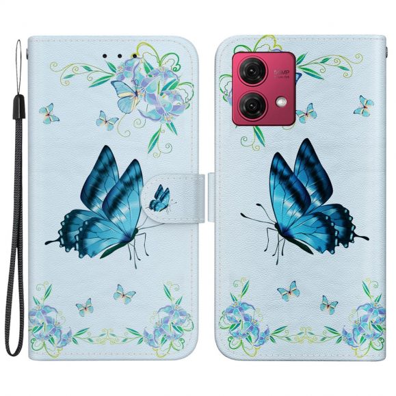 Housse Moto G84 5G Papillon Céleste