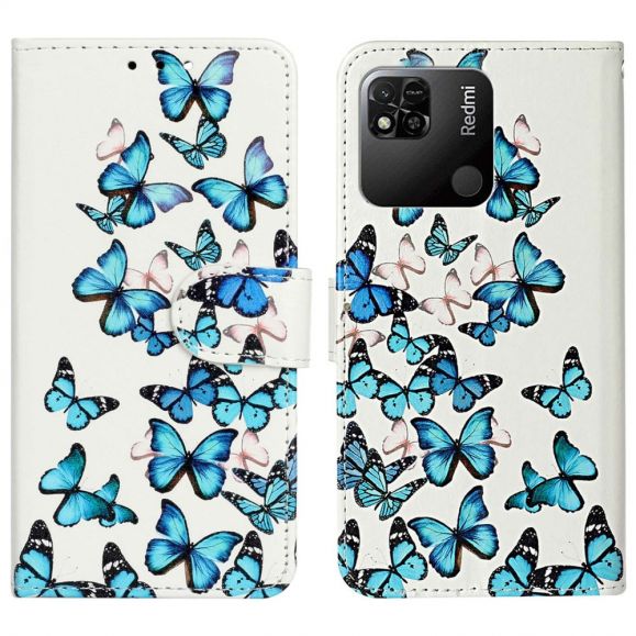 Housse Xiaomi Redmi 10A Multiples Papillons Bleus