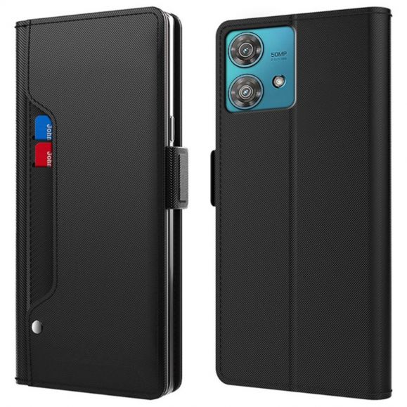 Housse Motorola Edge 40 Neo premium porte cartes avec miroir