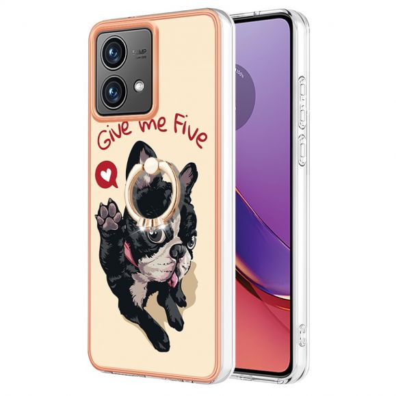 Coque Moto G84 5G Give Me Five Dog avec Support Anneau