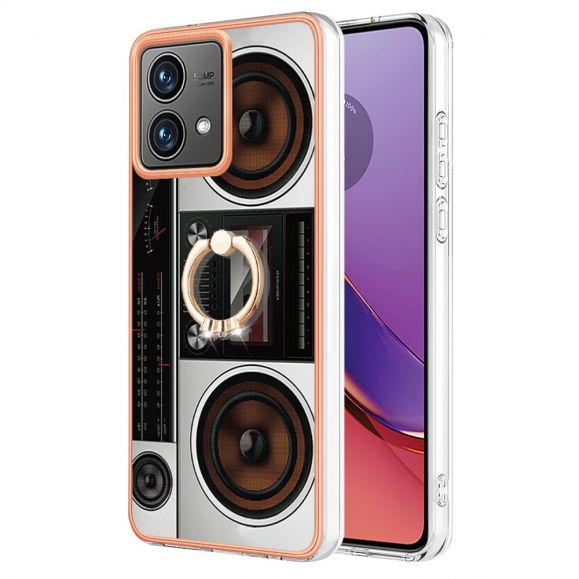 Coque Moto G84 5G Rétro Sound avec Support Anneau