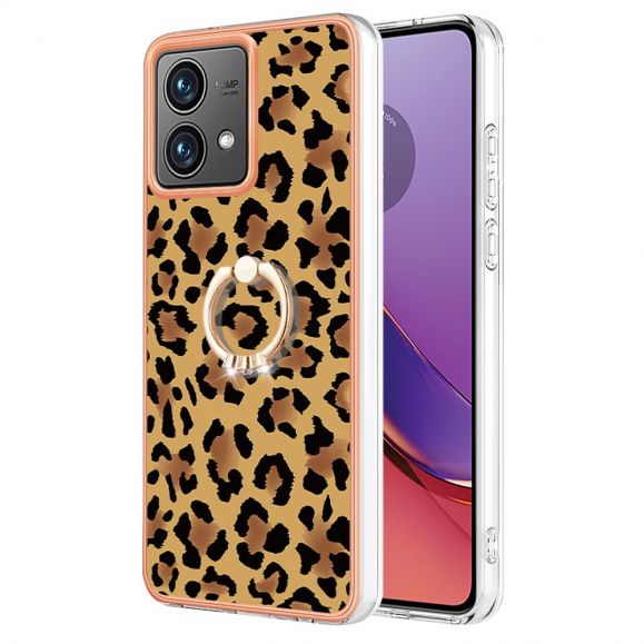 Coque Moto G84 5G Léopard avec Support Anneau