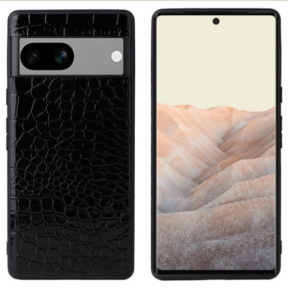 Google Pixel 7a - Coque effet crocodile - Noir