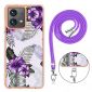 Coque Moto G84 5G fleurs exotiques à cordon