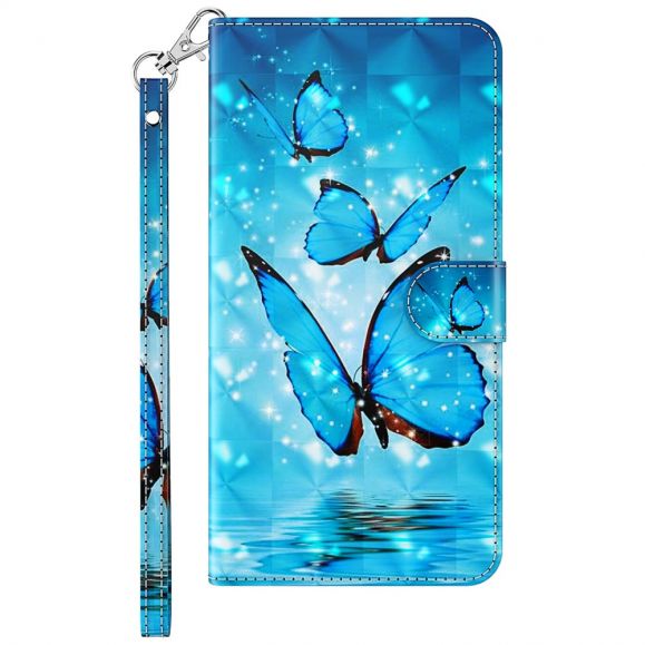 Samsung Galaxy A05s - Housse Papillons bleus scintillants