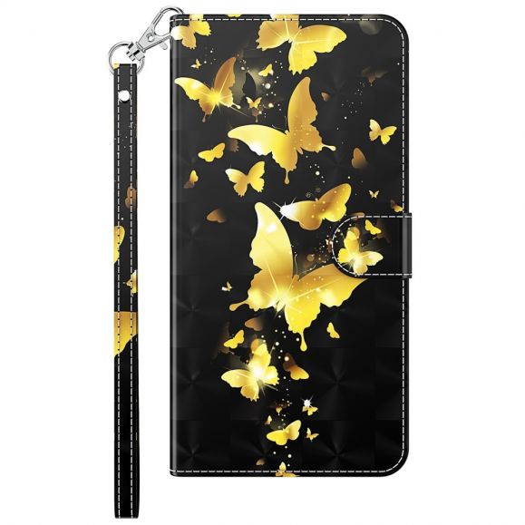 Samsung Galaxy A05s - Housse Papillons volants dorés
