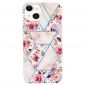 Coque iPhone 15 marbre et fleurs