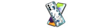 Samsung Galaxy A25 5G - Coque papillons et fleurs bleus