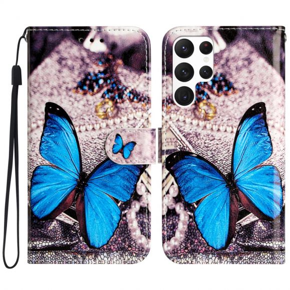 Samsung Galaxy S24 Ultra - Housse Papillons Bleus