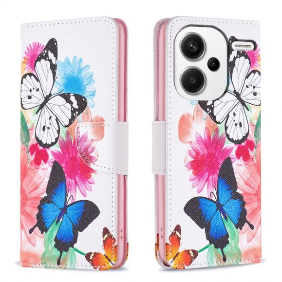 Housse Xiaomi Redmi Note 13 Pro Plus 5G papillons et fleurs colorées