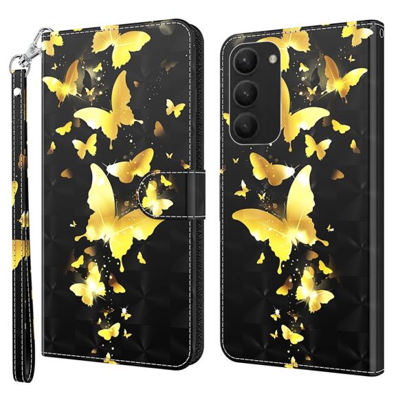 Samsung Galaxy S24 Plus - Housse Papillons volants dorés