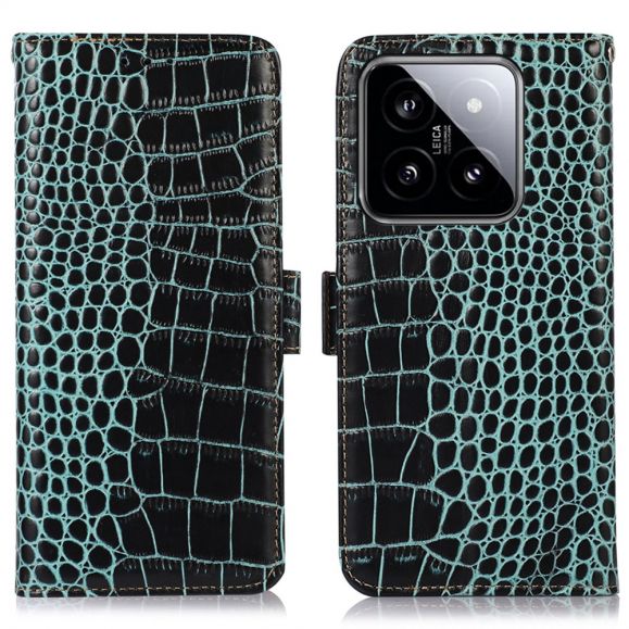 Xiaomi 14 - Housse cuir véritable aspect croco