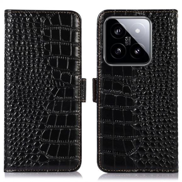 Housse Xiaomi 14 Cuir véritable aspect croco