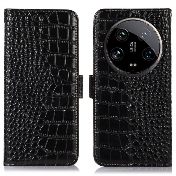 Housse Xiaomi 14 Ultra Cuir véritable aspect croco