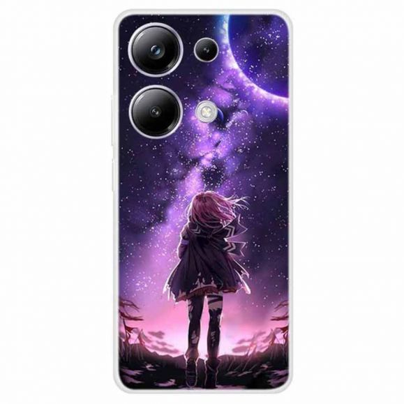 Coque Xiaomi Redmi Note 13 Pro 4G / Poco M6 Pro 4G Illustration fille pleine lune