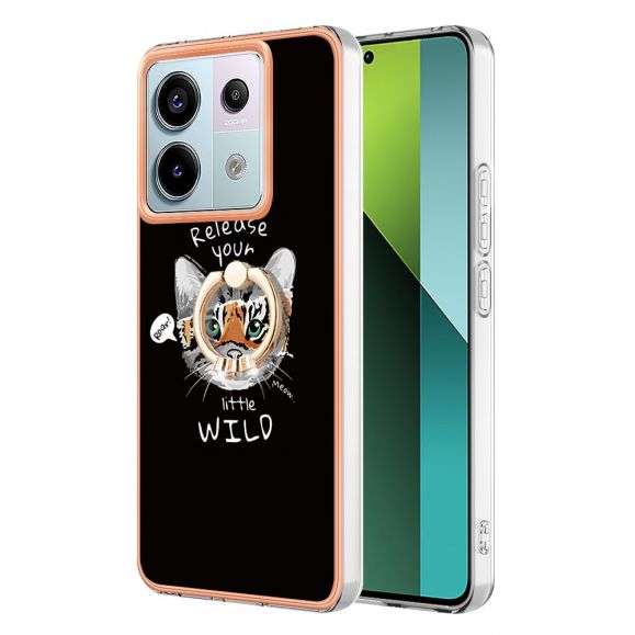 Coque Xiaomi Redmi Note 13 Pro 5G / Poco X6 Esprit Félin avec Support Anneau