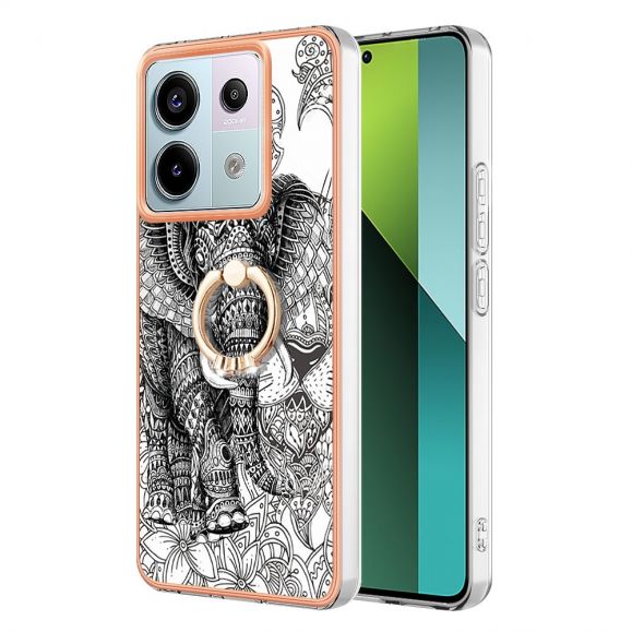 Coque Xiaomi Redmi Note 13 Pro 5G / Poco X6 Mandala Éléphant avec Support Anneau