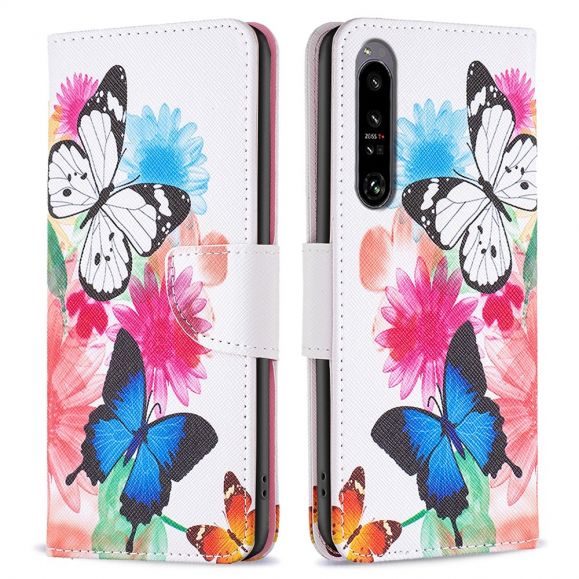 Housse Sony Xperia 1 VI papillons et fleurs colorées