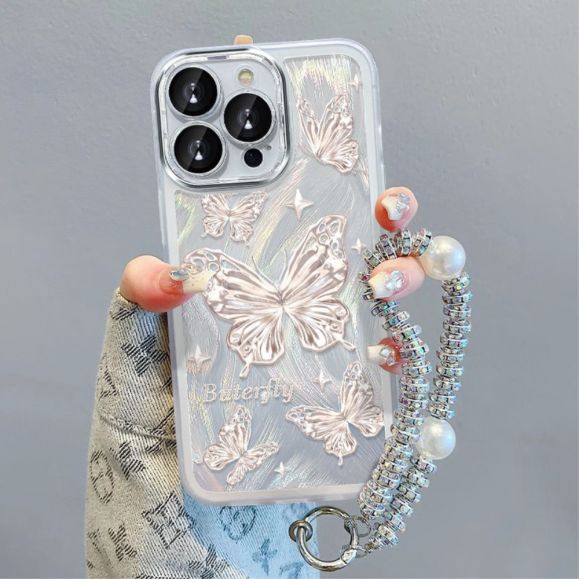 Coque iPhone 12 Pro Max - Papillon Créatif avec Chaîne