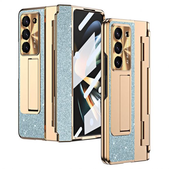 Coque Samsung Galaxy Z Fold 5 Paillettes avec Support et Film en Verre Trempé