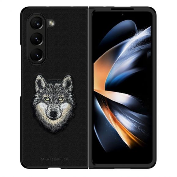 Coque Samsung Galaxy Z Fold 5 Loup - Broderie Protectrice, Noir