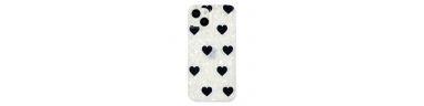 Coque iPhone 14 Motifs Cœurs Noirs