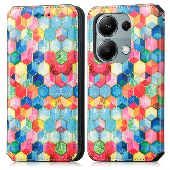 Housse Xiaomi Redmi Note 13 Pro 4G / Poco M6 Pro 4G Rabat Flip Cubes Colorés