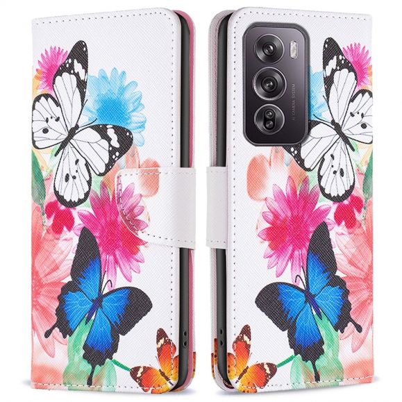 Housse Oppo Reno 12 Pro 5G papillons et fleurs colorées
