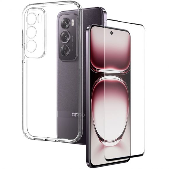 Coque Oppo Reno 12 Pro 5G Transparente avec Protection d'écran Verre Trempé