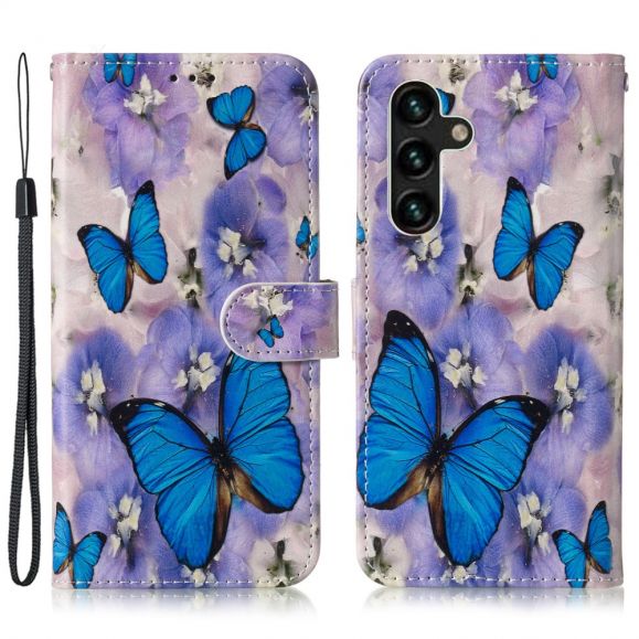 Housse Samsung Galaxy S24 FE Papillons bleus et fleurs