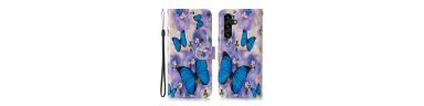 Housse Samsung Galaxy S24 FE Papillons bleus et fleurs