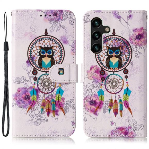 Housse Samsung Galaxy S24 FE hibou et capteur de rêves colorés